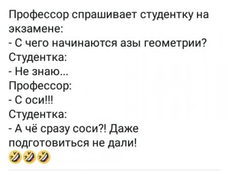 Профессор спросил. С чего начинается геометрия анекдот. Анекдот про ось. Анекдот про студентку. Спрашивает студентку.